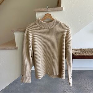 Fashion Nova Tan Ribbed High Neck Sweater 1X